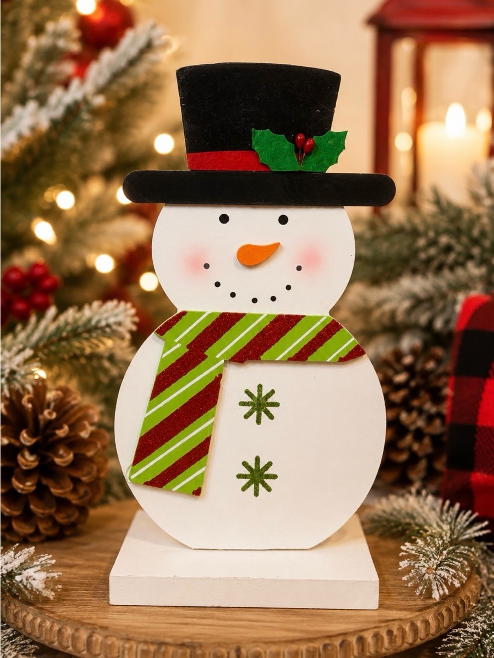 Festive Green & Red Snowman Holiday Decor - Unbranded